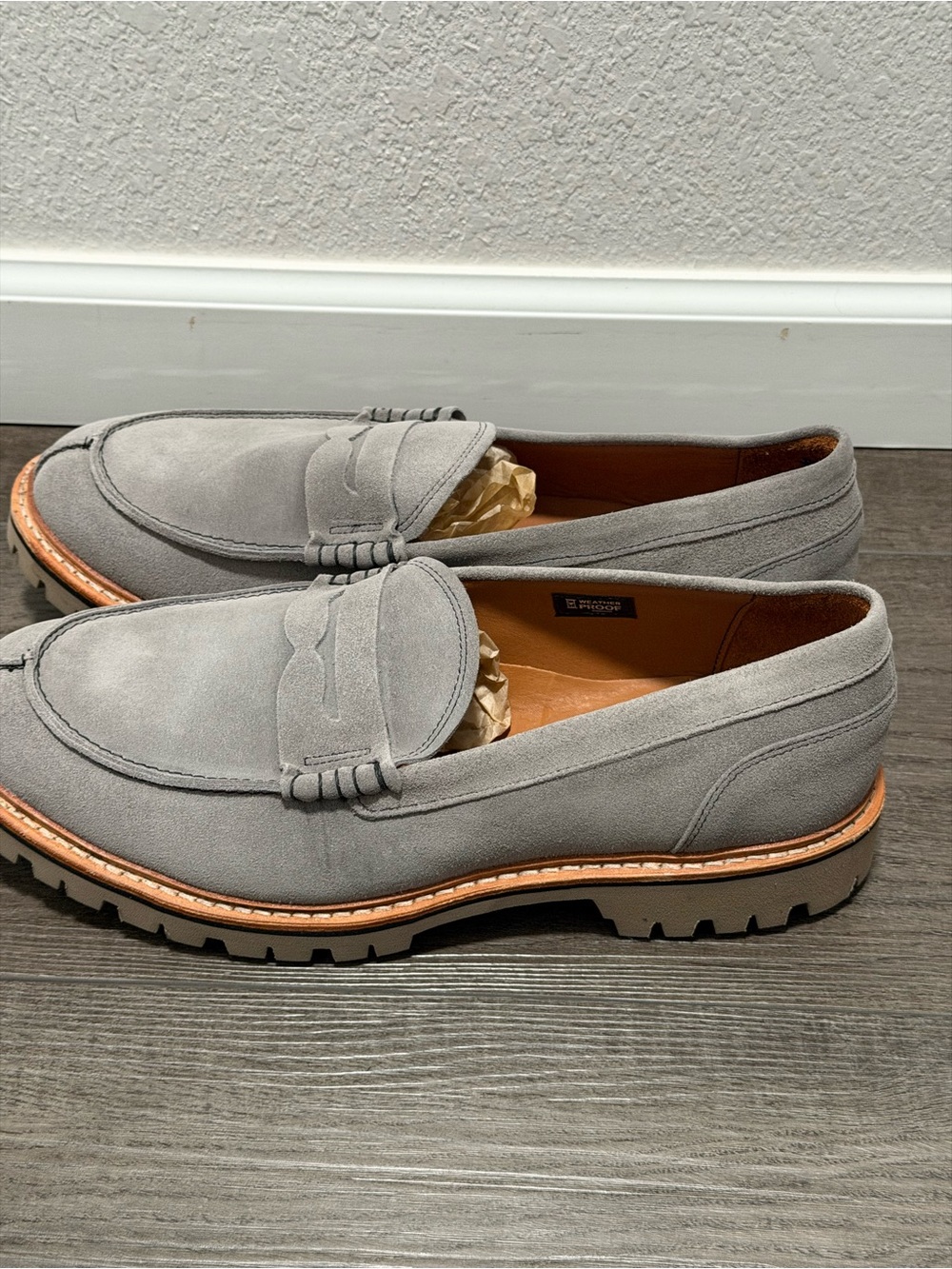 Allen Edmonds "FREEPORT" Lugged Penny Loafers 11 3E (EEE) Grey Suede - NEW